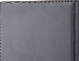 Harlie Velvet Bed - Chic Contemporary Design with Elegant Brass Nailheads & Sophisticated Style