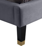 Harlie Velvet Bed - Chic Contemporary Design with Elegant Brass Nailheads & Sophisticated Style