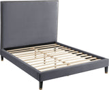 Harlie Velvet Bed - Chic Contemporary Design with Elegant Brass Nailheads & Sophisticated Style