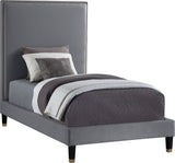 Harlie Velvet Bed - Chic Contemporary Design with Elegant Brass Nailheads & Sophisticated Style