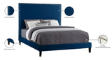 Harlie Velvet Bed - Chic Contemporary Design with Elegant Brass Nailheads & Sophisticated Style