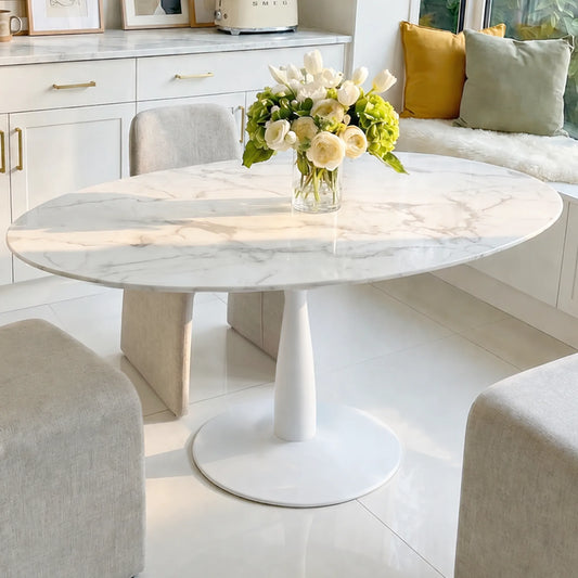 Harris 59" Modern Large Oval Faux Marble Dining Table