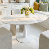 Harris 59" Modern Large Oval Faux Marble Dining Table