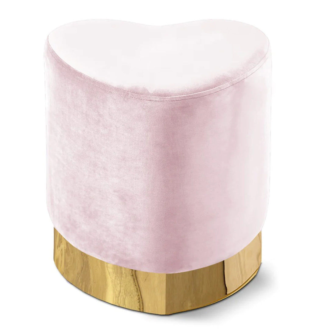 Heart Velvet Ottoman | Stool