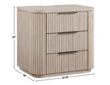 Henry Reeded 3-Drawer Nightstand with USB &amp; Electric Outlets, Tan Finish