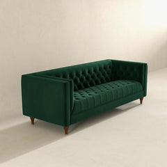 Evelyn Mid Century Modern Green Velvet Luxury Chesterfield Sofa