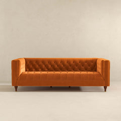 Evelyn Mid Century Modern Burnt Orange Velvet  Luxury Chesterfield Sofa