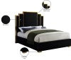 Hugo Contemporary Velvet Bed with Gold Metal Frame - Elegant Design for Regal Bedroom Style