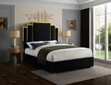 Hugo Contemporary Velvet Bed with Gold Metal Frame - Elegant Design for Regal Bedroom Style
