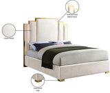 Hugo Contemporary Velvet Bed with Gold Metal Frame - Elegant Design for Regal Bedroom Style