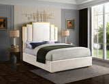 Hugo Contemporary Velvet Bed with Gold Metal Frame - Elegant Design for Regal Bedroom Style