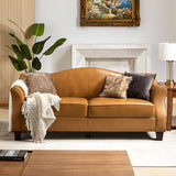 Hugo Traditional Style Curved Genuine Leather Elegant Sofa