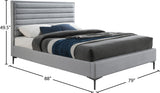 Hunter Contemporary Linen Textured Fabric Bed with Deep Tufted Headboard and Matte Black Legs