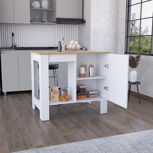 Atenea Kitchen Island, Single Door Cabinet, Shelf