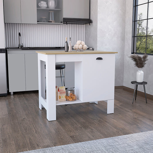 Atenea Kitchen Island, Single Door Cabinet, Shelf