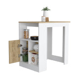 Stirling Kitchen Island with Spacious Top Surface, Push-to-Open Cabinet, Three Side Storage Shelves and Modern Multi-Functional Design for Meal Prep, Dining Convenience and Enhanced Everyday Kitchen Organization