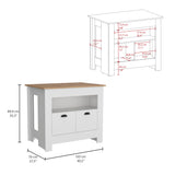 Arlet Kitchen Island With Two Drawers, One Shelf