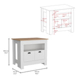 TUHOME Arlet Kitchen Island with Spacious Two-Door Cabinet Storage, Open Utility Shelf, Functional Workstation Surface, Versatile Organization Design for Modern Homes, Ideal for Enhancing Everyday Kitchen Efficiency