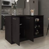Ginger Kitchen Island, Three Open Shelves, Two Cabinets