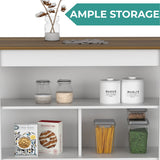 Tuhome Cala Kitchen Island with Spacious Tabletop, Three Open Storage Shelves, Four Sturdy Legs and Comfortable Meal Prep Workstation Design for Modern, Functional and Organized Everyday Culinary Spaces