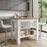 Tuhome Cala Kitchen Island with Spacious Tabletop, Three Open Storage Shelves, Four Sturdy Legs and Comfortable Meal Prep Workstation Design for Modern, Functional and Organized Everyday Culinary Spaces