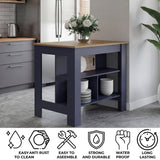 Tuhome Cala Kitchen Island with Spacious Tabletop, Three Open Storage Shelves, Four Sturdy Legs and Comfortable Meal Prep Workstation Design for Modern, Functional and Organized Everyday Culinary Spaces