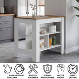 Tuhome Cala Kitchen Island with Spacious Tabletop, Three Open Storage Shelves, Four Sturdy Legs and Comfortable Meal Prep Workstation Design for Modern, Functional and Organized Everyday Culinary Spaces