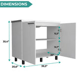 Tuhome Napoles Utility Sink with Cabinet, Stainless Steel Countertop, Interior Storage Shelf, Wide Dual-Door Base Cabinet, Modern Multi-Purpose Laundry and Kitchen Utility Station for Home Organization