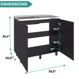 Tuhome Napoles Utility Sink with Cabinet, Stainless Steel Countertop, Interior Storage Shelf, Wide Dual-Door Base Cabinet, Modern Multi-Purpose Laundry and Kitchen Utility Station for Home Organization