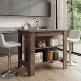 Tuhome Cala Kitchen Island with Spacious Tabletop, Three Open Storage Shelves, Four Sturdy Legs and Comfortable Meal Prep Workstation Design for Modern, Functional and Organized Everyday Culinary Spaces