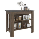 Tuhome Cala Kitchen Island with Spacious Tabletop, Three Open Storage Shelves, Four Sturdy Legs and Comfortable Meal Prep Workstation Design for Modern, Functional and Organized Everyday Culinary Spaces