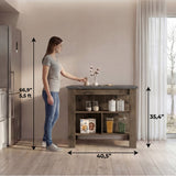 Tuhome Cala Kitchen Island with Spacious Tabletop, Three Open Storage Shelves, Four Sturdy Legs and Comfortable Meal Prep Workstation Design for Modern, Functional and Organized Everyday Culinary Spaces