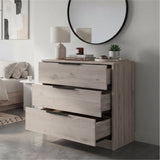 Tuhome Kaia 3 Drawers Dresser with Spacious Storage, Modern Superior Top for Décor, Functional Bedroom Organizer for Clothing and Essentials, Contemporary Space-Saving Furniture with Metal Hardware