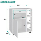 Kaito Microwave Cart and Cabinet, Freestanding Compact Sideboard with One Door Cabinet, Appliance Surface, Three Side Open Shelves and One Open Upper Shelf