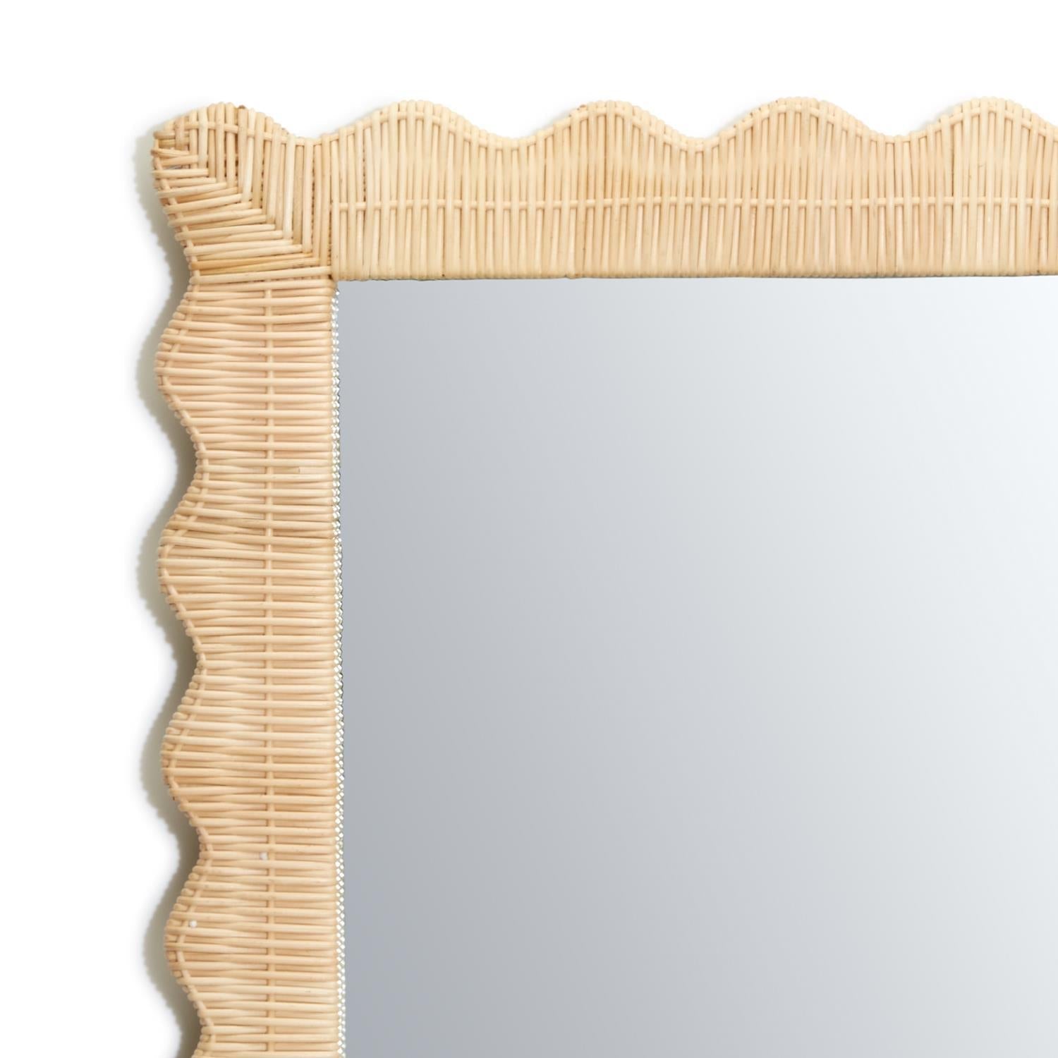 Wicker Weave Scalloped Rectangle Mirror