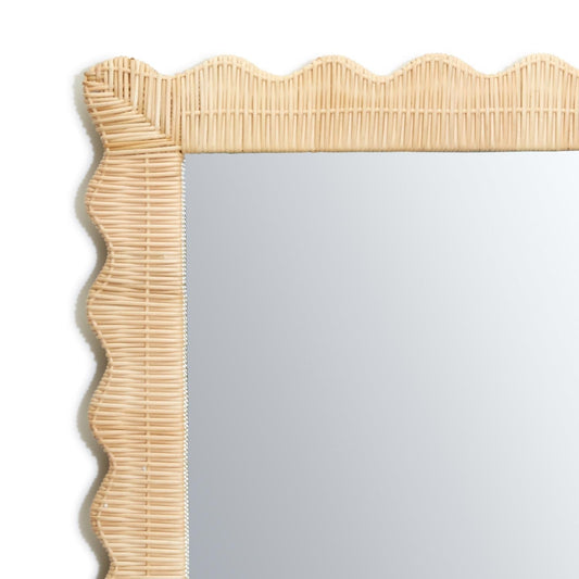 Wicker Weave Scalloped Rectangle Mirror