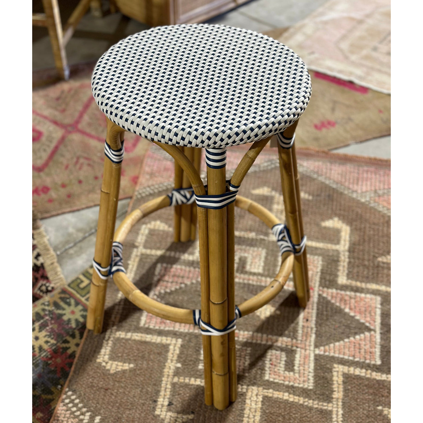 Vale Backless Counter Height Bar Stool - Blue/White