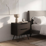 Tuhome Augusta 2 Nightstand with Two Spacious Drawers, Compact Bedroom Storage Cabinet, Modern Functional Bedside Table for Organizing Essentials, Durable Design for Small Spaces, Contemporary Nightstand Solution