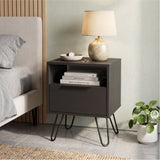 Tuhome Augusta Nightstand with Compact Modern Design, Spacious Storage Drawer and Open Shelf, Bedside Organization Solution for Small Bedrooms, Contemporary Functional Furniture to Enhance Comfort and Daily Use