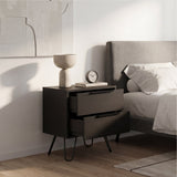 Tuhome Augusta 2 Nightstand with Two Spacious Drawers, Compact Bedroom Storage Cabinet, Modern Functional Bedside Table for Organizing Essentials, Durable Design for Small Spaces, Contemporary Nightstand Solution