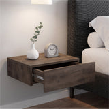 TUHOME Milano Floating Nightstand with Wall-Mounted Design, Spacious Storage Drawer and Upper Display Surface Offering Minimalist Space-Saving Organization and Durable Engineered Wood Construction for Modern Bedroom Interiors