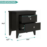 Tuhome Amara 24" Tall Nightstand with 2 Spacious Drawers, Wide Superior Top for Décor Display, Elegant Metal Handles, Classic–Modern Bedroom Storage Solution Offering Style, Functionality and Daily Organization