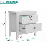 Tuhome Amara 24" Tall Nightstand with 2 Spacious Drawers, Wide Superior Top for Décor Display, Elegant Metal Handles, Classic–Modern Bedroom Storage Solution Offering Style, Functionality and Daily Organization