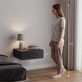 TUHOME Milano Floating Nightstand with Wall-Mounted Design, Spacious Storage Drawer and Upper Display Surface Offering Minimalist Space-Saving Organization and Durable Engineered Wood Construction for Modern Bedroom Interiors
