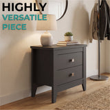 Tuhome Amara 24" Tall Nightstand with 2 Spacious Drawers, Wide Superior Top for Décor Display, Elegant Metal Handles, Classic–Modern Bedroom Storage Solution Offering Style, Functionality and Daily Organization