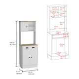 Albany Kitchen Pantry with 3-Doors Cabinet and Drawer, White / Macadamia Finish