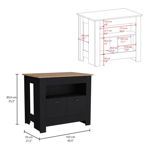 Arlet Kitchen Island With Two Drawers, One Shelf