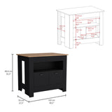 Arlet Kitchen Island With Two Drawers, One Shelf
