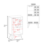 TUHOME Aster Bar Cabinet with Double Doors, Glass Display Compartment, Eight Bottle Cubbies and Stemware Storage, Versatile Organization for Dining or Living Spaces, Modern Design Ideal for Entertaining and Everyday Home Use