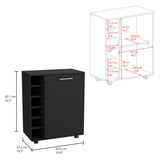 TUHOME Wick Bar Cart with Integrated Wine Storage, Spacious Interior Cabinet, Smooth-Rolling Casters and Expansive Top Platform Offering Mobile Home Entertainment, Modern Organization and Functional Hosting Convenience